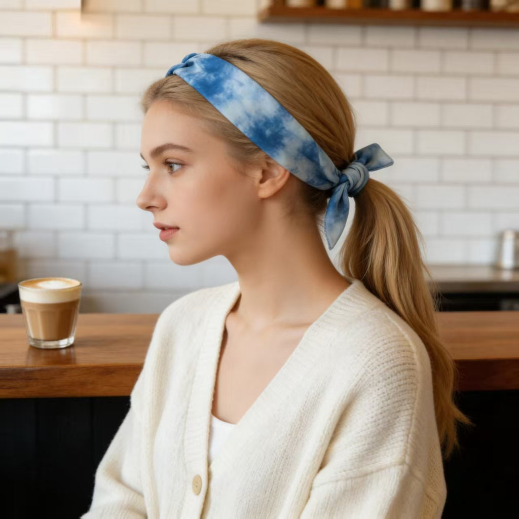 Indigo Triangle Headscarf | Boho Hair Scarf