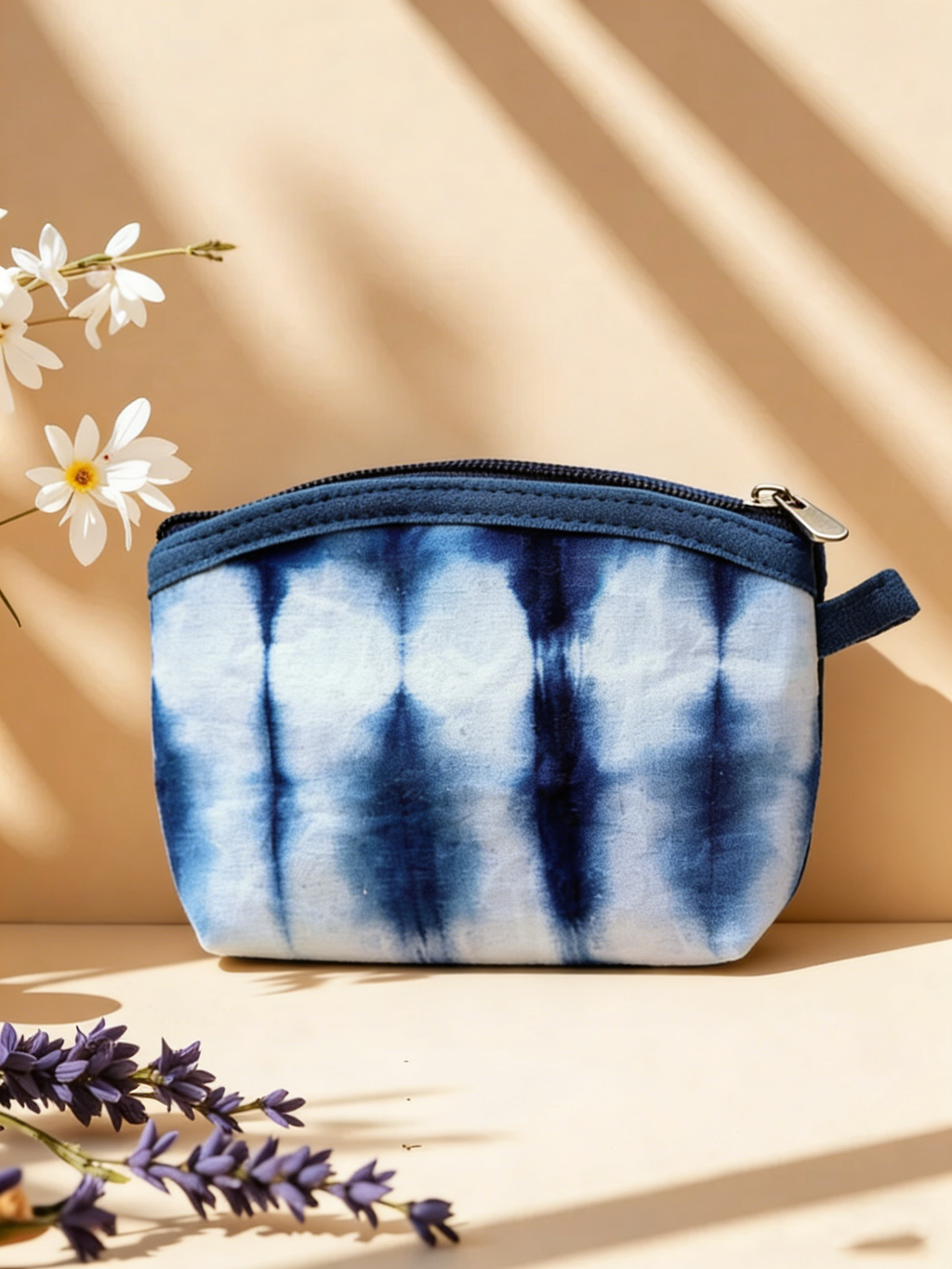 Indigo Shibori Coin Purse — Hand-Dyed Zipper Wallet | Card & Coin Pouch