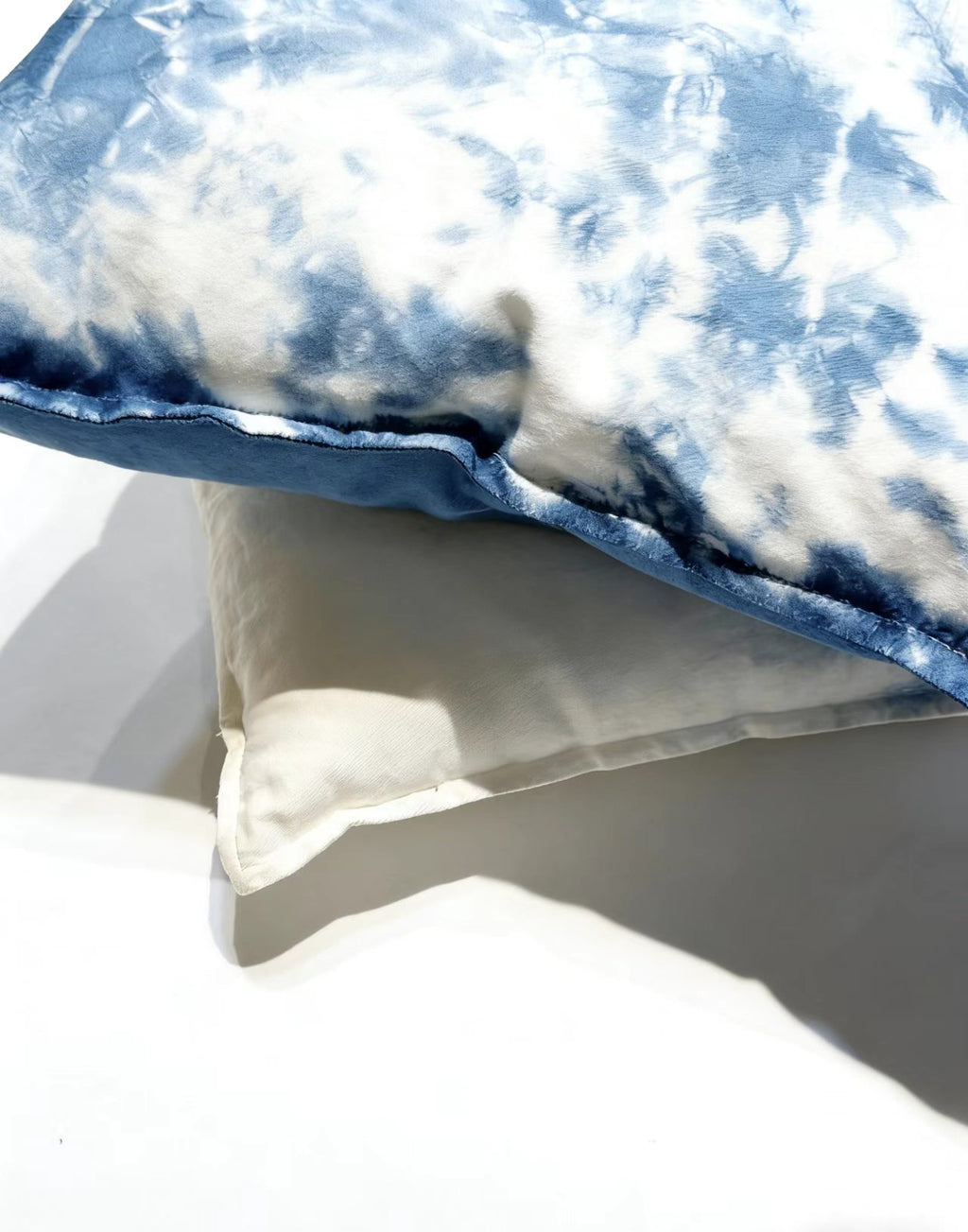 Indigo-Dyed Cotton Pillow Cover – Handmade Tie-Dye Throw Cushion | Boho Home Decor