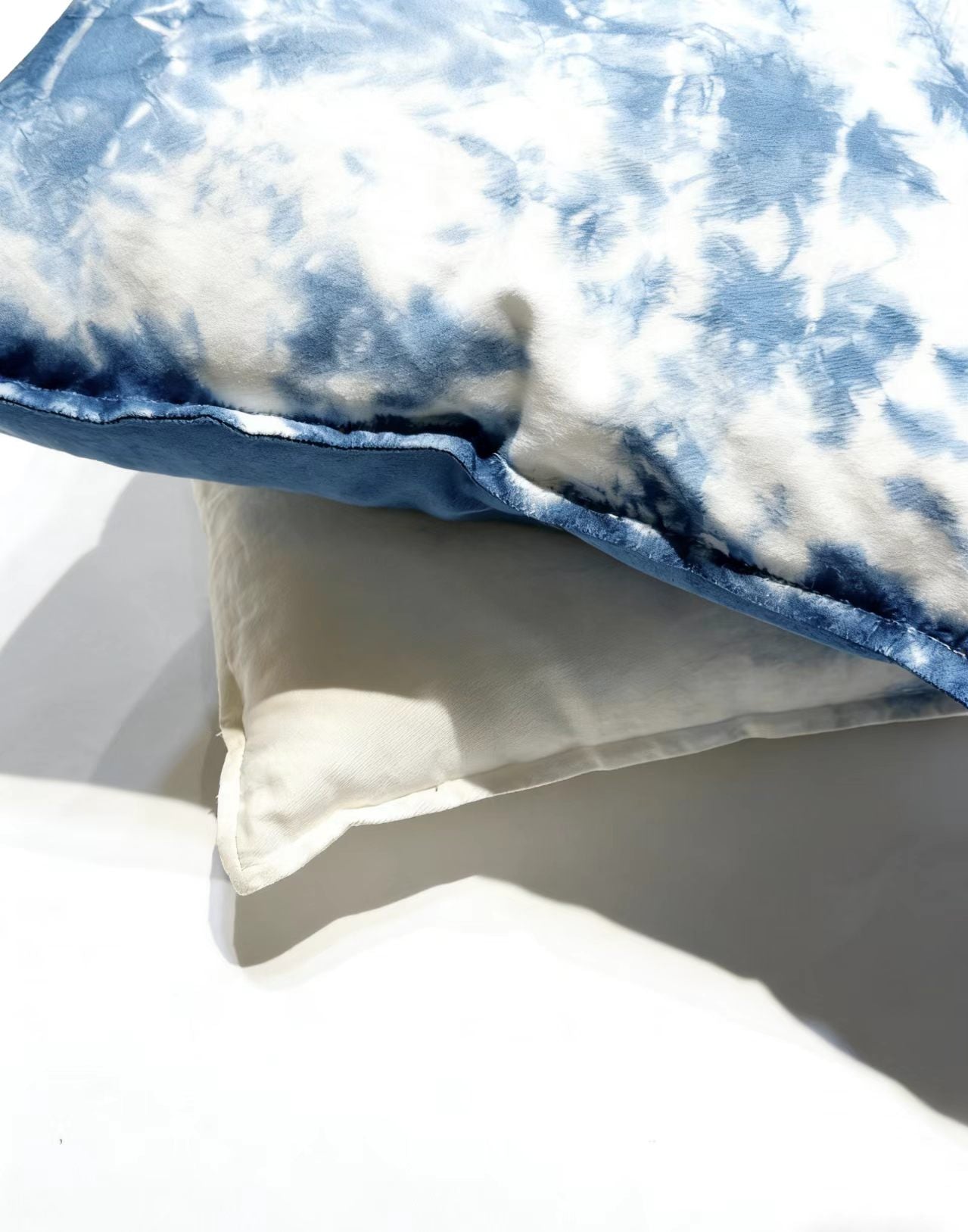 Indigo-Dyed Cotton Pillow Cover – Handmade Tie-Dye Throw Cushion | Boho Home Decor