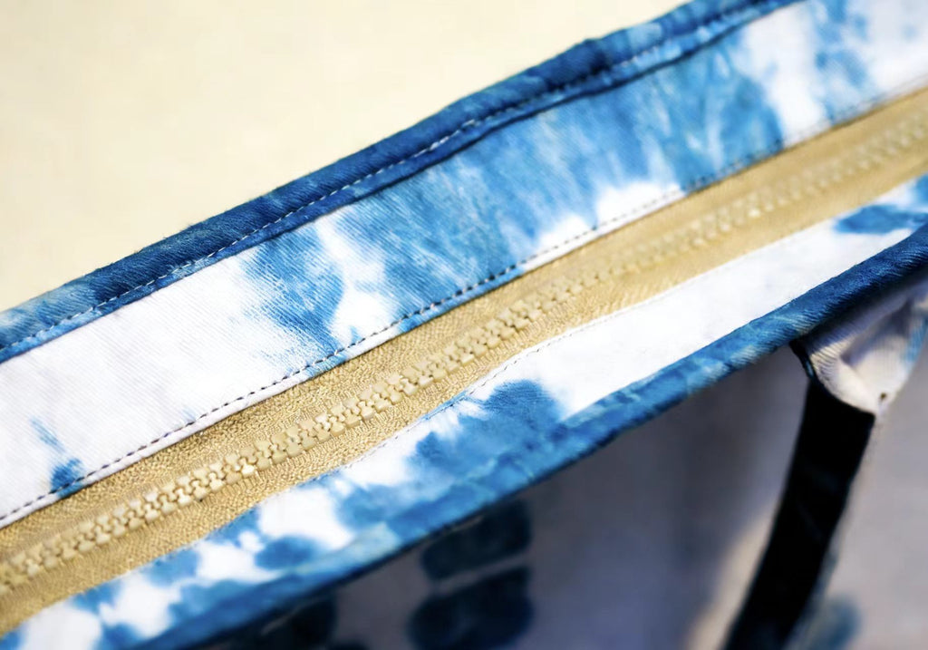 Indigo-Dyed Tote Bag – Handmade Shibori Cotton Shoulder Bag | Boho Everyday Carry