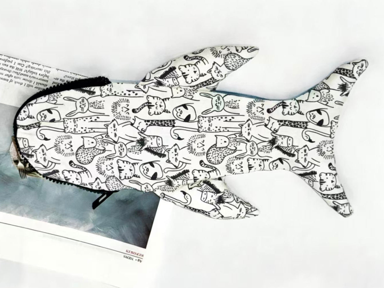 Indigo-Dyed Whale Pencil Case – Handmade Cotton Pouch for School & Office