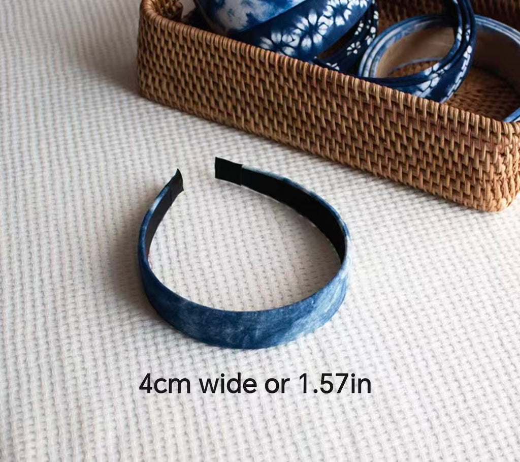 Indigo Tie-Dye Hair Hoop — Hand-Dyed Cotton | Ethnic Boho Style