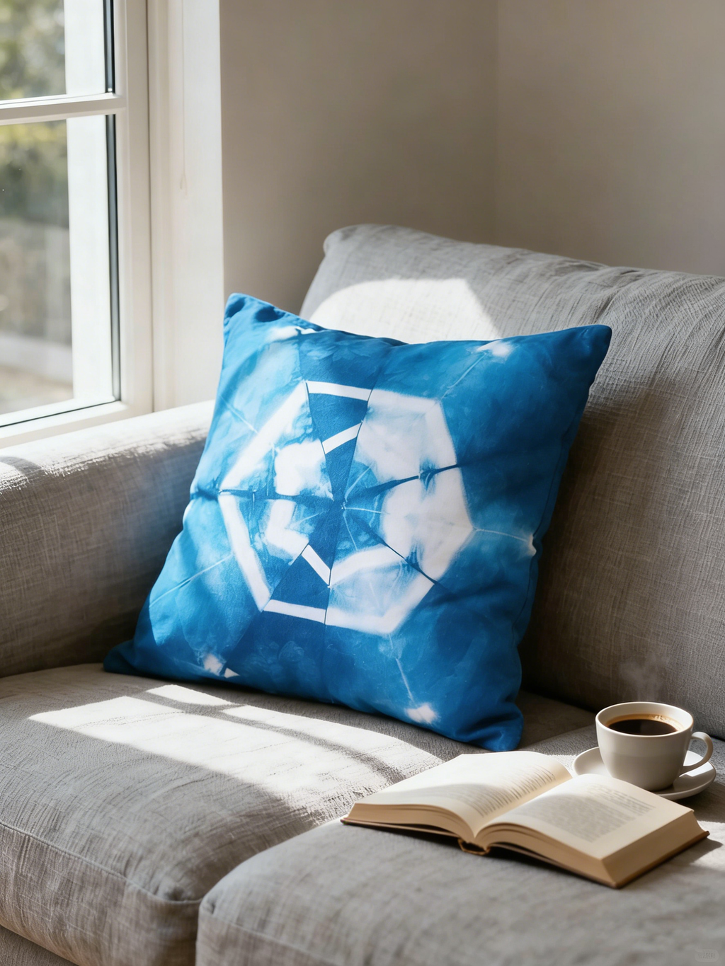 Indigo Shibori Pillow Cover — 100% Cotton | Geometric Mandala Pattern