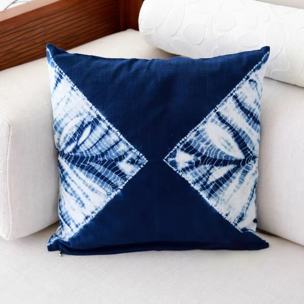 Indigo-Dyed Throw Pillow Cover – Handmade 100% Cotton | Boho Home Decor