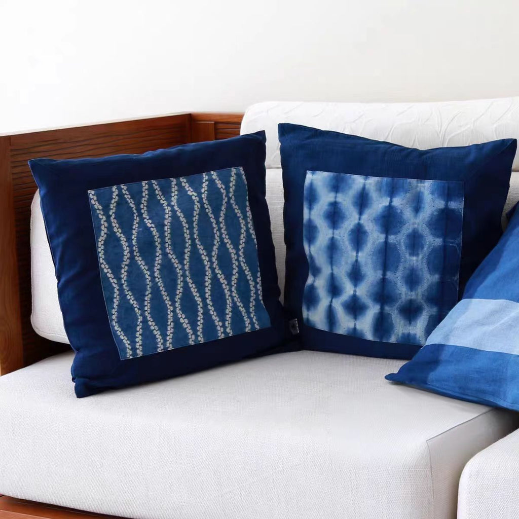 Indigo-Dyed Throw Pillow Cover – Handmade 100% Cotton | Boho Home Decor