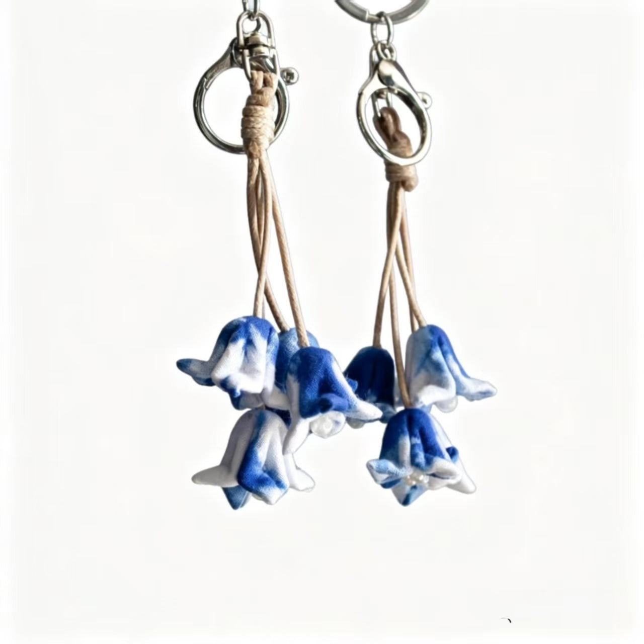 Hand-Dyed Indigo Flower String Charm | Keychain, Bag & Car Ornament