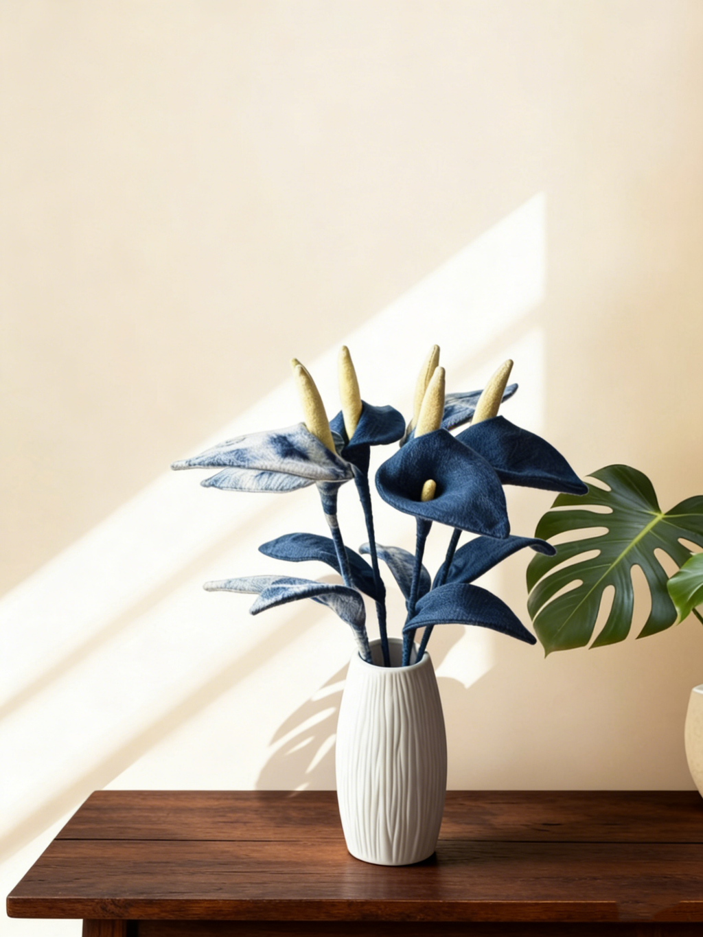 Indigo Batik Calla Lily — Hand-Dyed Fabric Flower | Artisan Home Decor