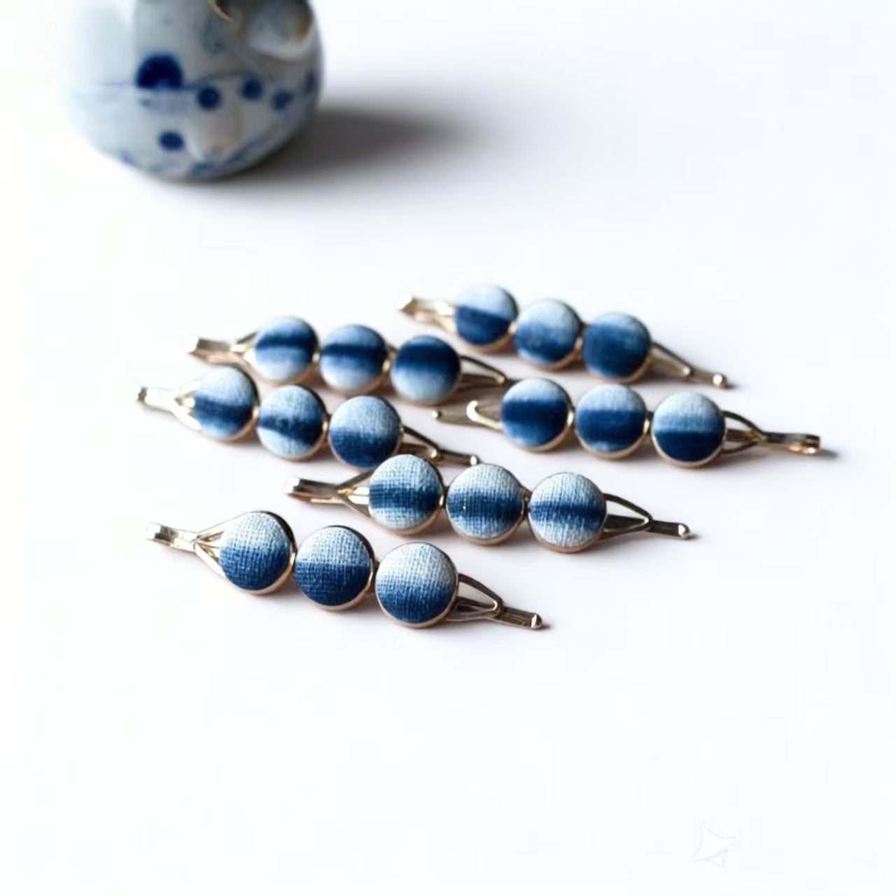 Hand-Dyed Indigo Bead Hair Clip | Mini BB Clip Hair Accessory