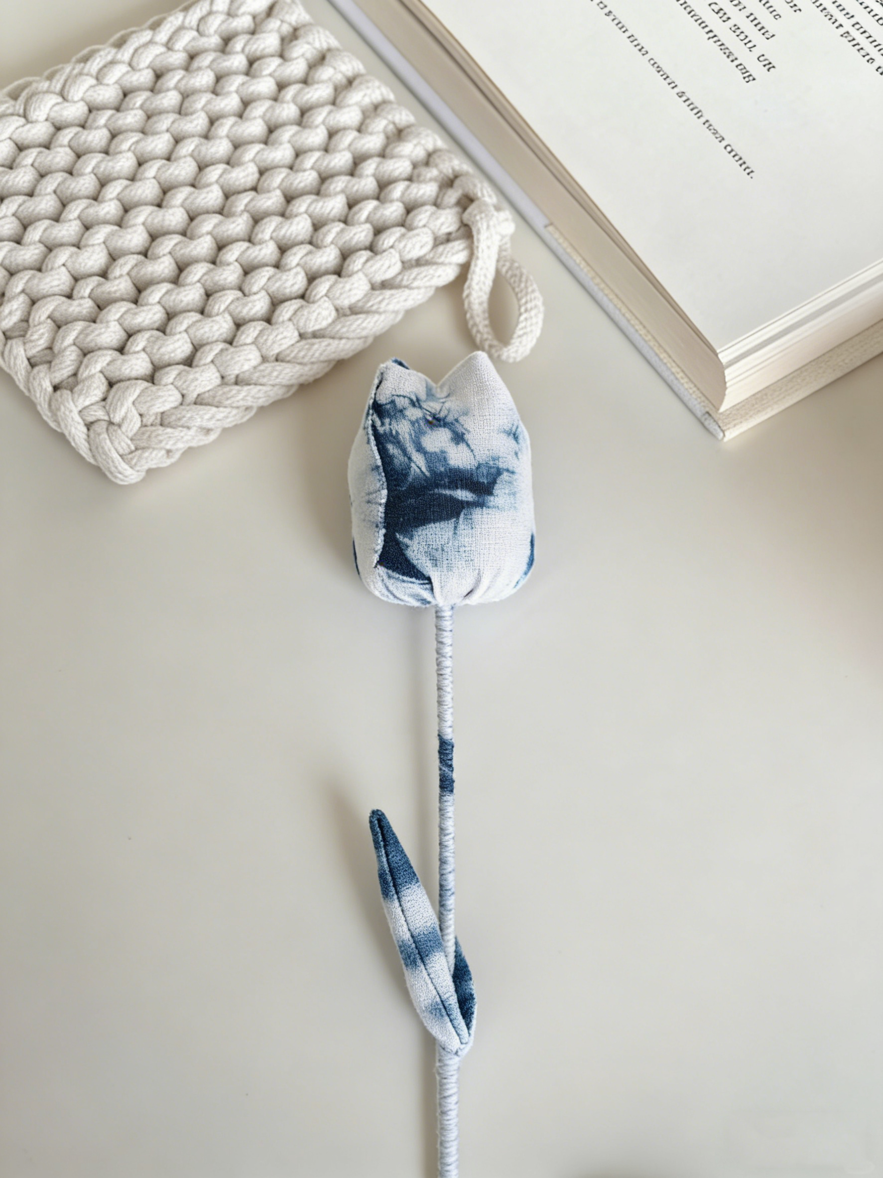 Hand-Dyed Indigo Tulip | 3D Cotton Fabric Flower Home Decor