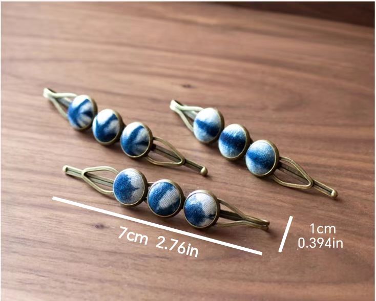 Hand-Dyed Indigo Bead Hair Clip | Mini BB Clip Hair Accessory