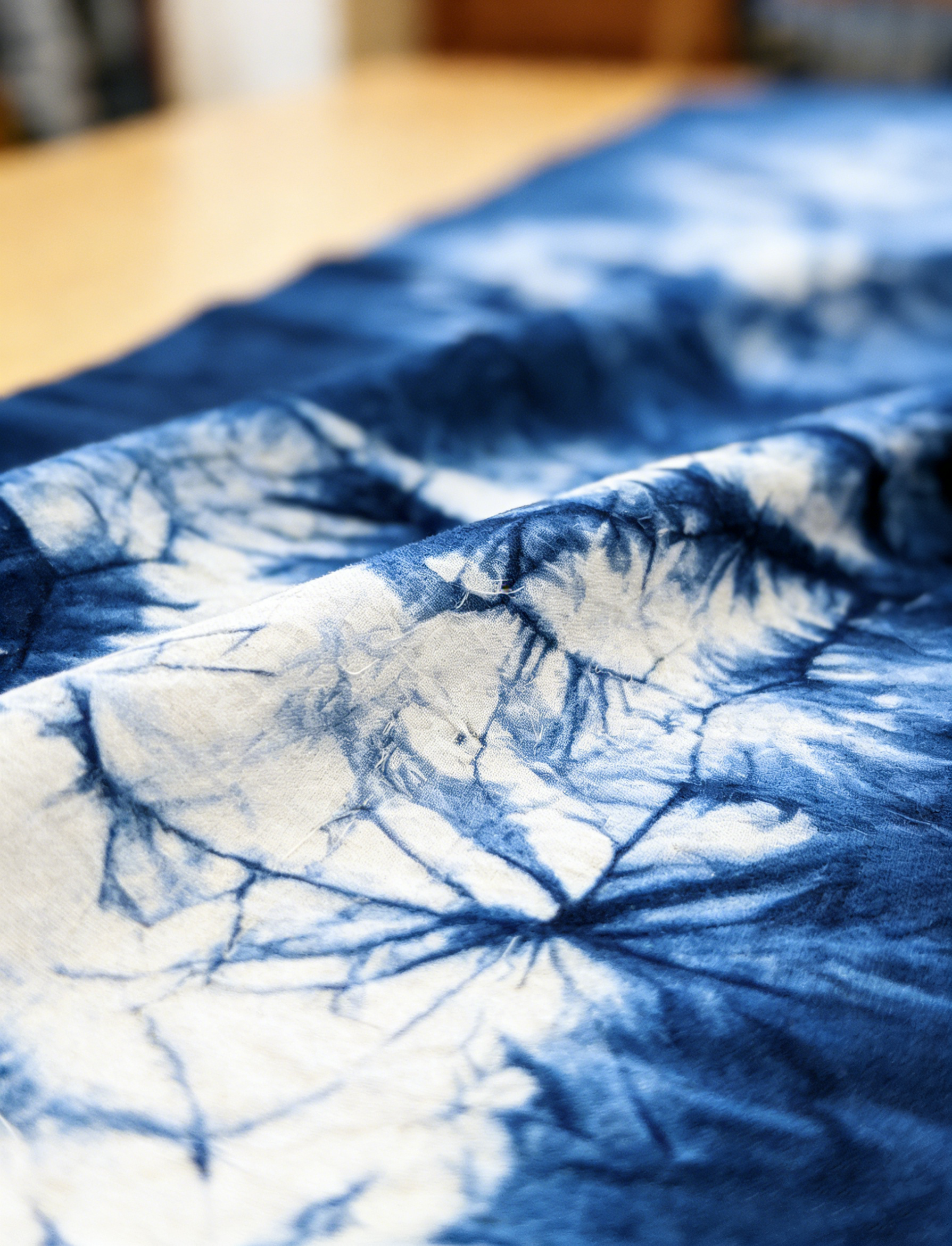 Indigo Tie-Dye Table Runner — Tassels | Hand-Dyed Cotton