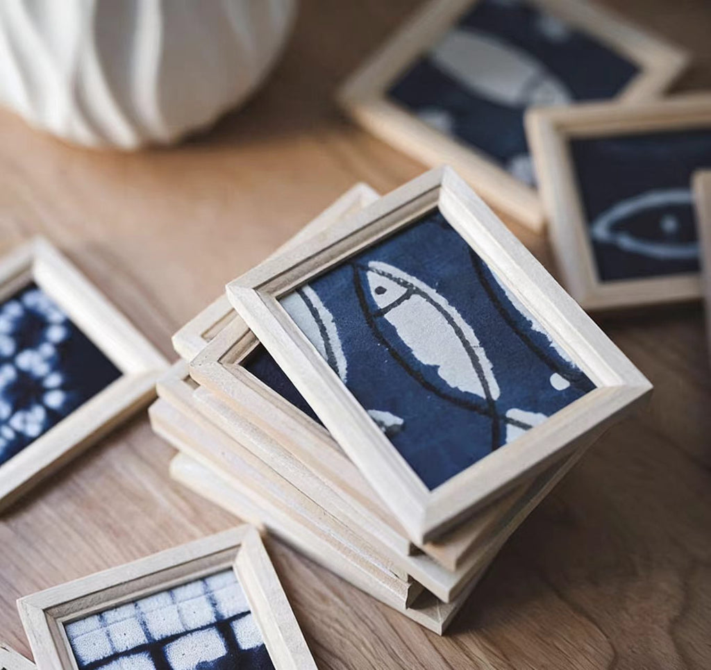 Hand-Dyed Indigo Fish Fridge Magnet | Mini Framed Wall Magnet