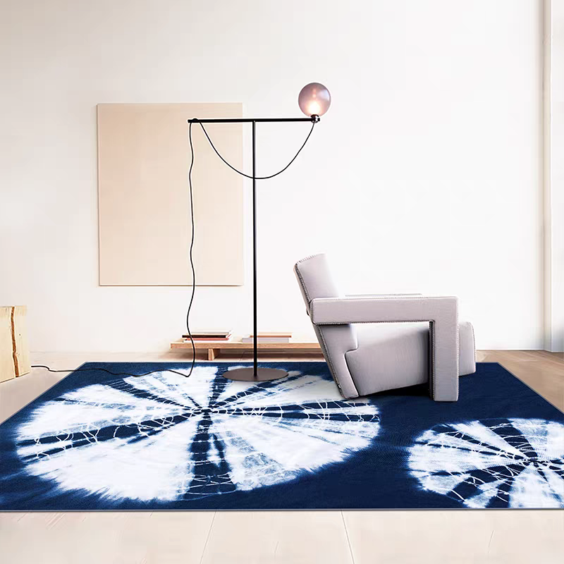 Indigo Tie-Dye Area Rug – Handmade Shibori Cotton Boho Floor Rug