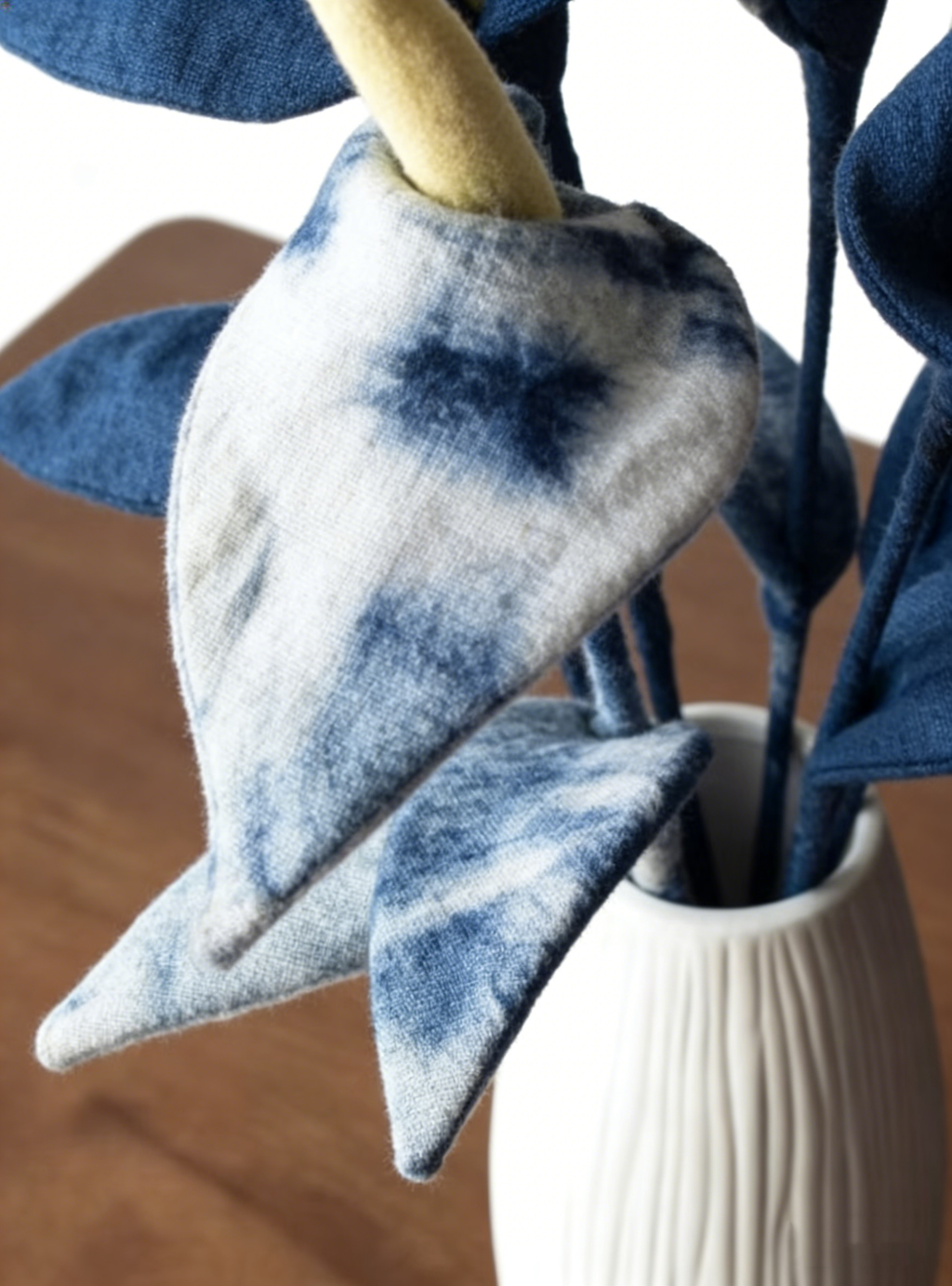 Indigo Batik Calla Lily — Hand-Dyed Fabric Flower | Artisan Home Decor