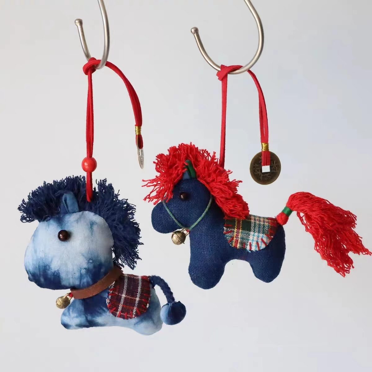 Cartoon Animal Scented Pouch Car Hanging Ornament Handmade Quilted Plant Motif Indigo-Dyed