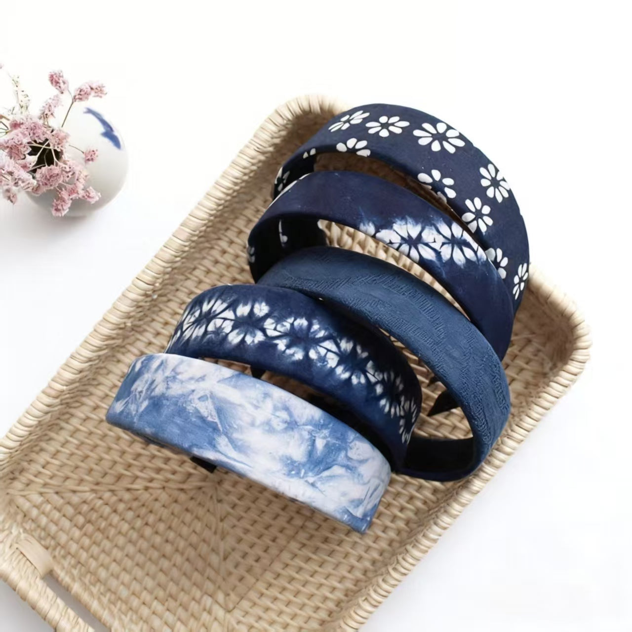 Tie-Dye Headband丨Ethnic-Style Handmade Fabric Headband Plant-Dyed Indigo Minimalist Hair Clip Fresh and Delicate Gift