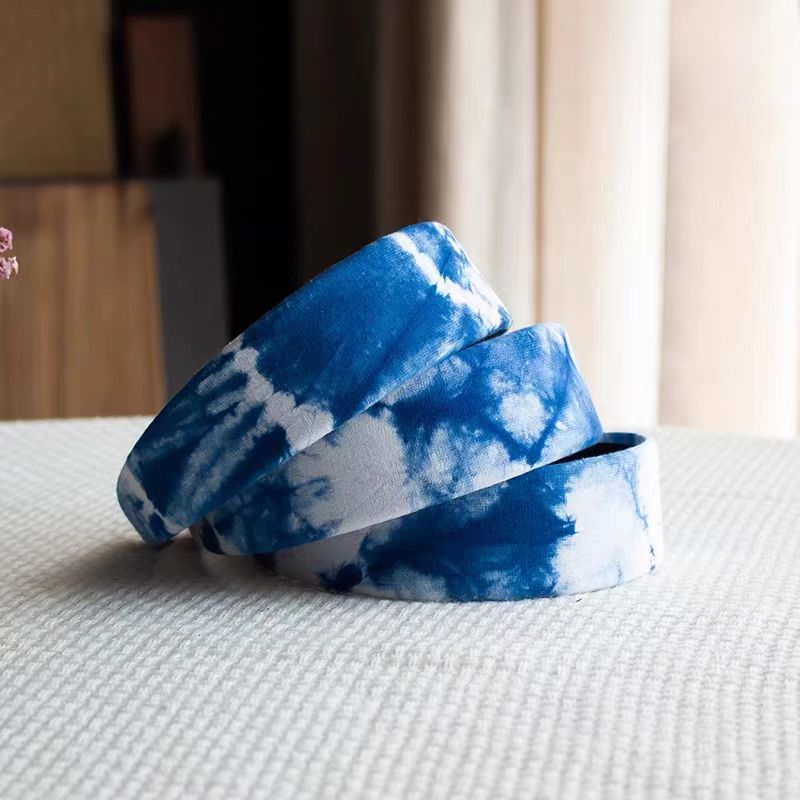 Tie-Dye Headband丨Ethnic-Style Handmade Fabric Headband Plant-Dyed Indigo Minimalist Hair Clip Fresh and Delicate Gift