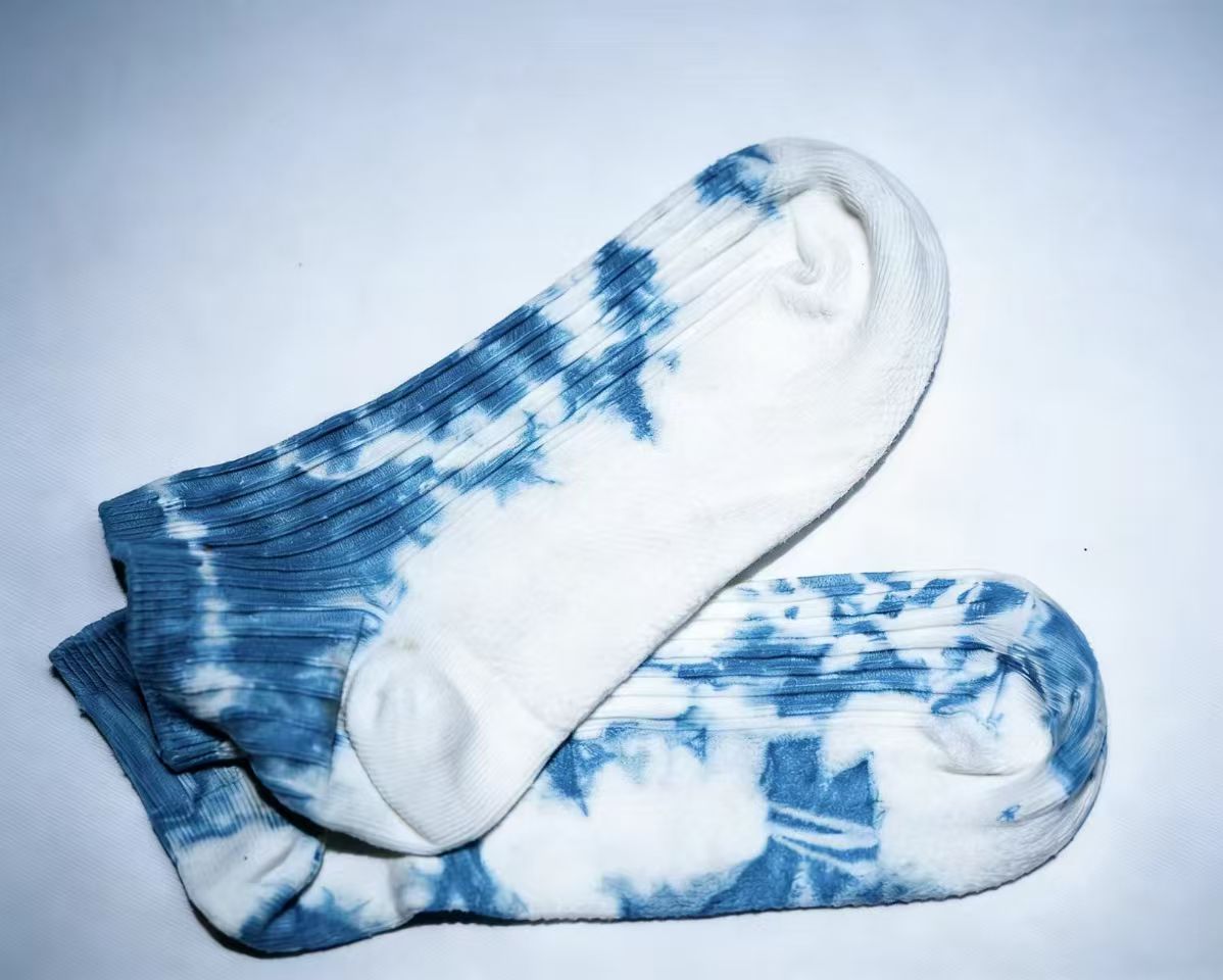 Handmade Botanical Indigo-Dyed 100% Cotton Children's Short Socks Natural, Breathable, Skin-Friendly Style