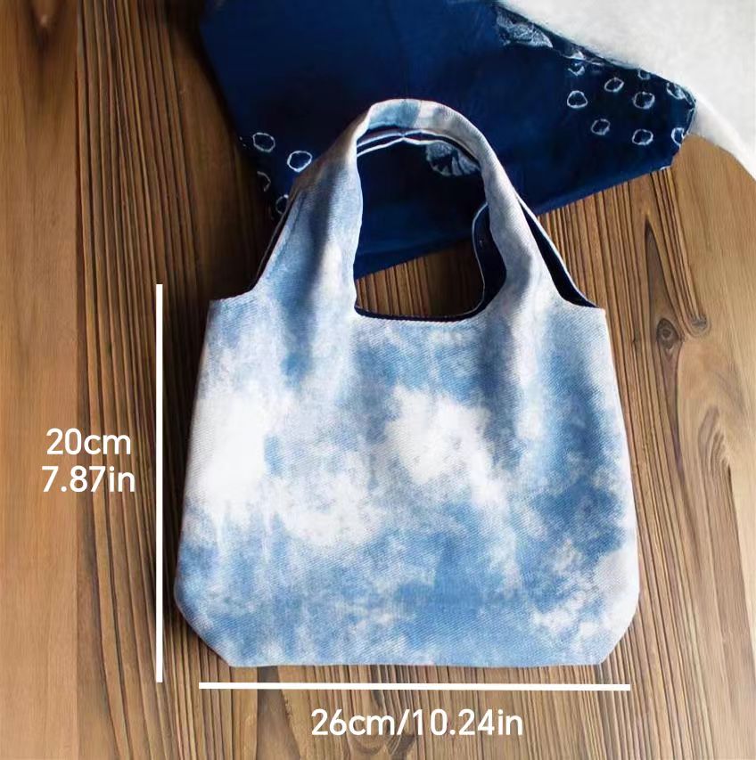 Handbag | Tie-Dye Handcrafted Tote Bag Plant-Dyed Portable Pouch Key & Coin Storage Bag Compact Carryall