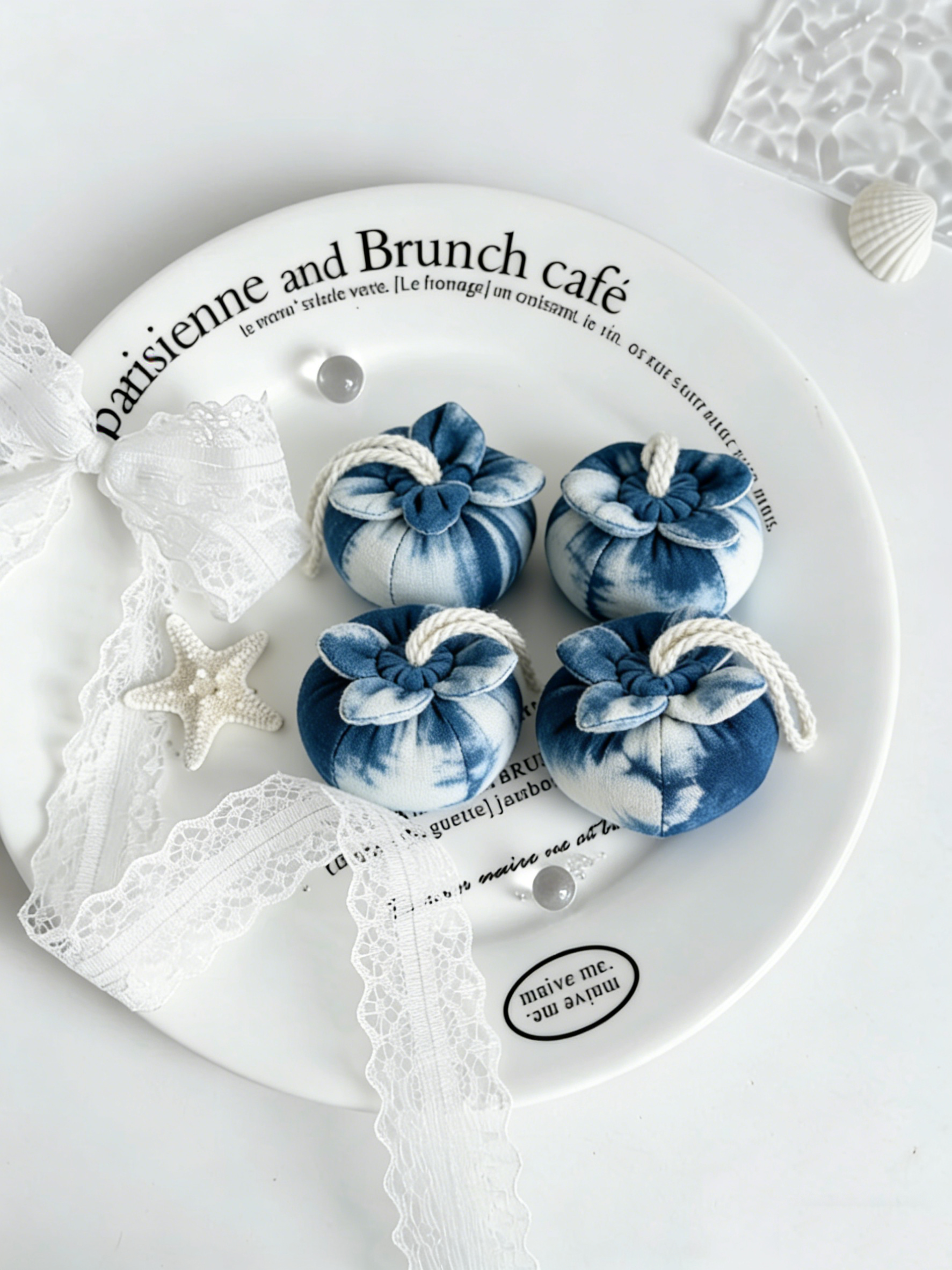 Hand-Dyed Indigo Persimmon Sachet | Scented Pouch, Bag Charm & Pincushion