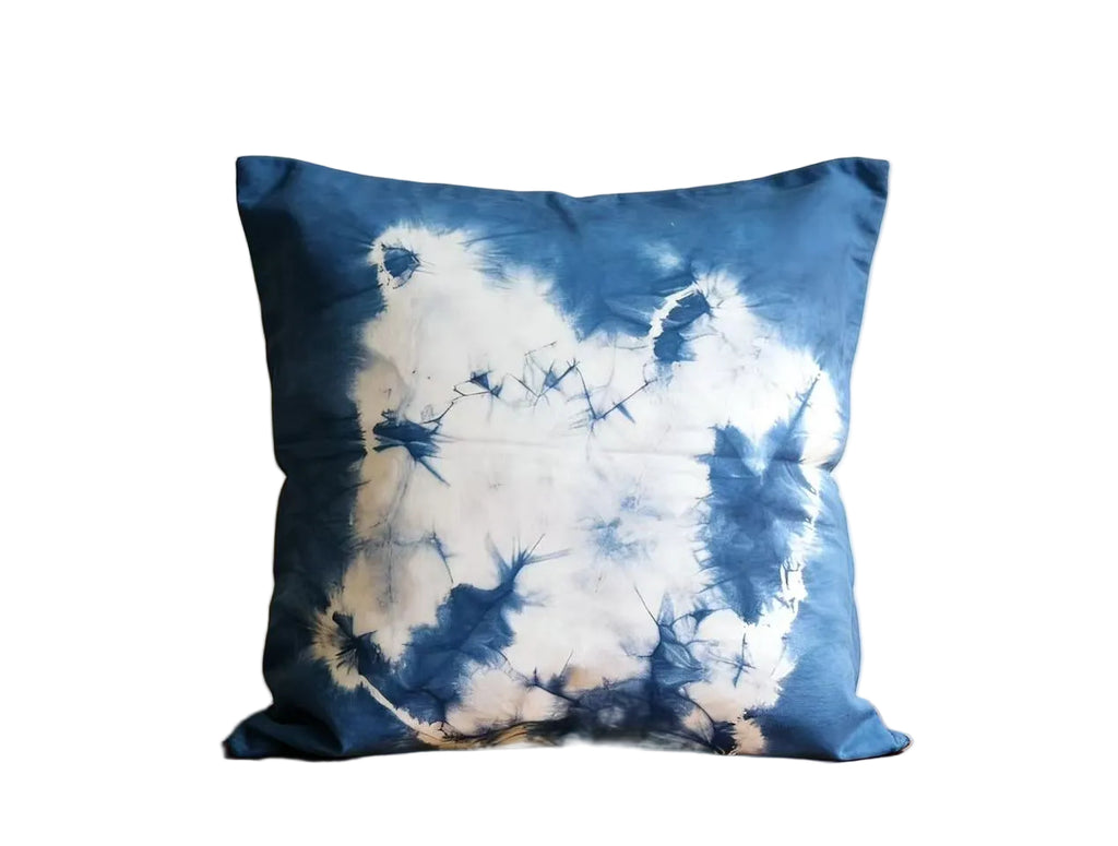 Indigo Tie-Dye Pillow Cover — Hand-Dyed Cotton Cushion Case