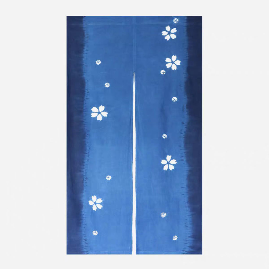 Indigo Hand-Dyed Door Curtain | Plum Blossom & Rabbit
