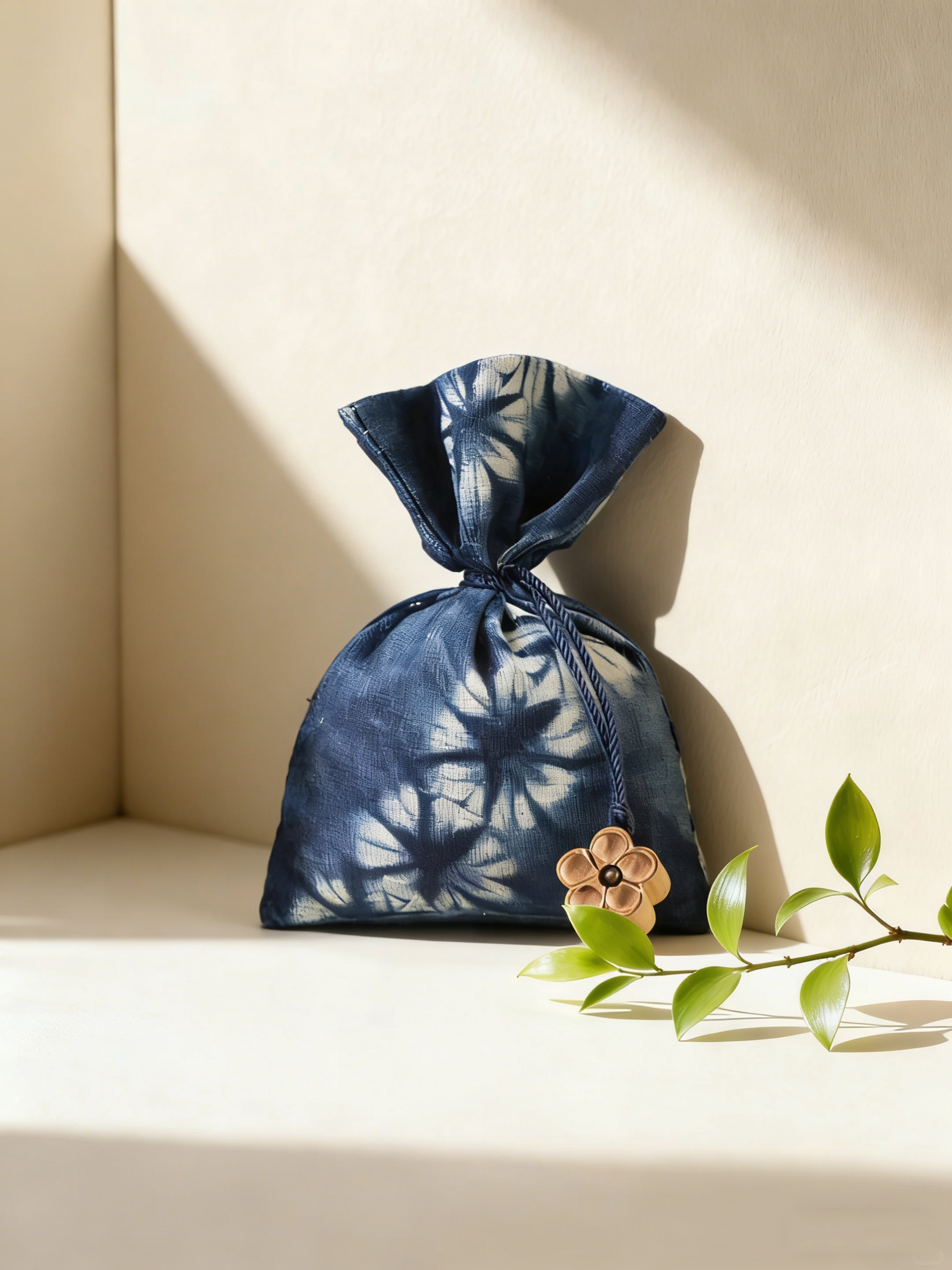 Hand-Dyed Indigo Scented Sachet | Mugwort & Rose Botanical Fragrance Pouch