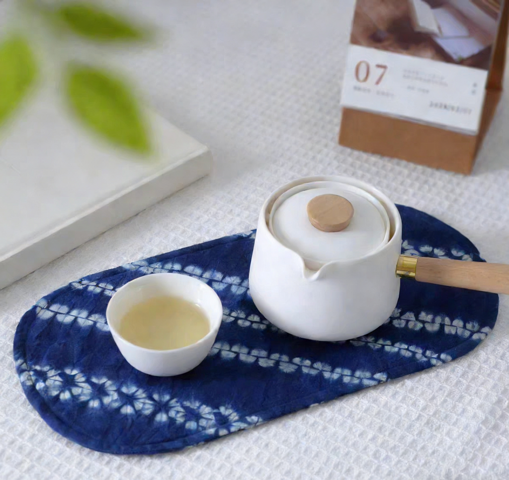 Indigo-Dyed Oval Coasters – Handmade Tie-Dye Table Mats | Artisan Home Decor
