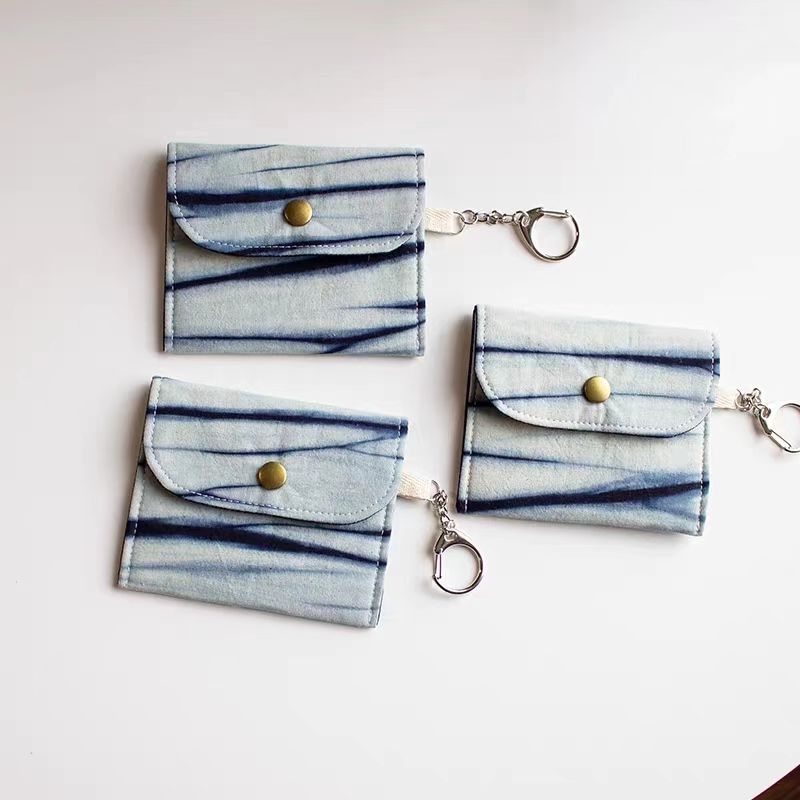 Indigo Tie-Dye Card Holder — Hand-Dyed Mini Pouch | Bag Charm & Coin Purse