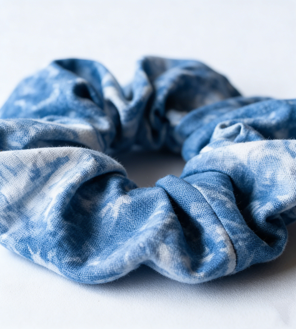 Indigo Tie-Dye Flower Hairband — Hand-Dyed Cotton