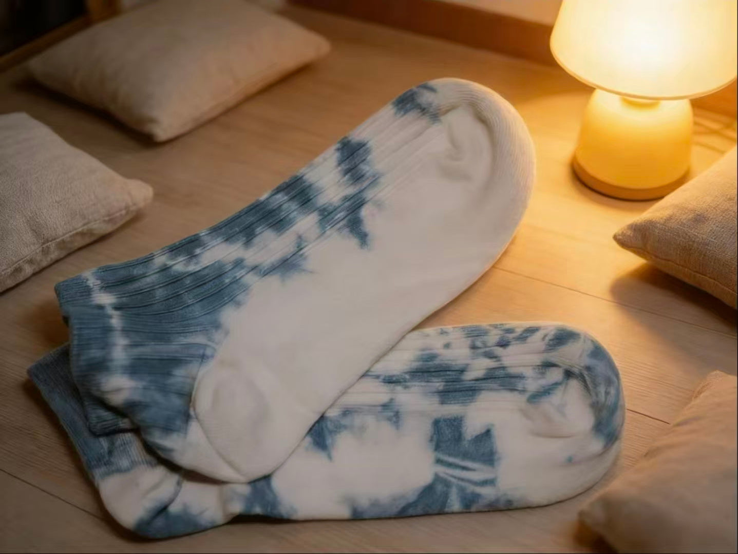 Handmade Botanical Indigo-Dyed 100% Cotton Children's Short Socks Natural, Breathable, Skin-Friendly Style