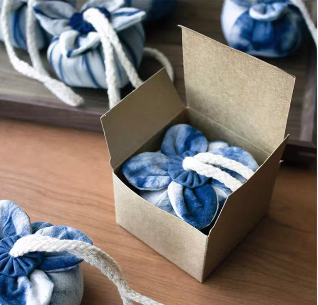 Hand-Dyed Indigo Persimmon Sachet | Scented Pouch, Bag Charm & Pincushion