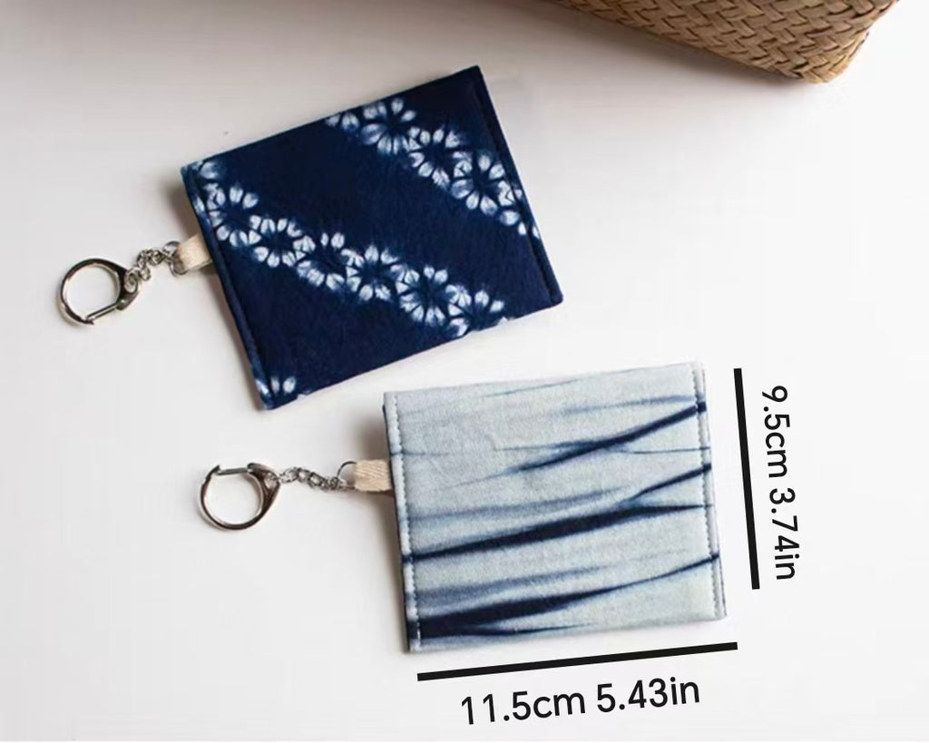 Indigo Tie-Dye Card Holder — Hand-Dyed Mini Pouch | Bag Charm & Coin Purse