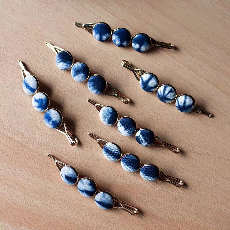 Hand-Dyed Indigo Bead Hair Clip | Mini BB Clip Hair Accessory