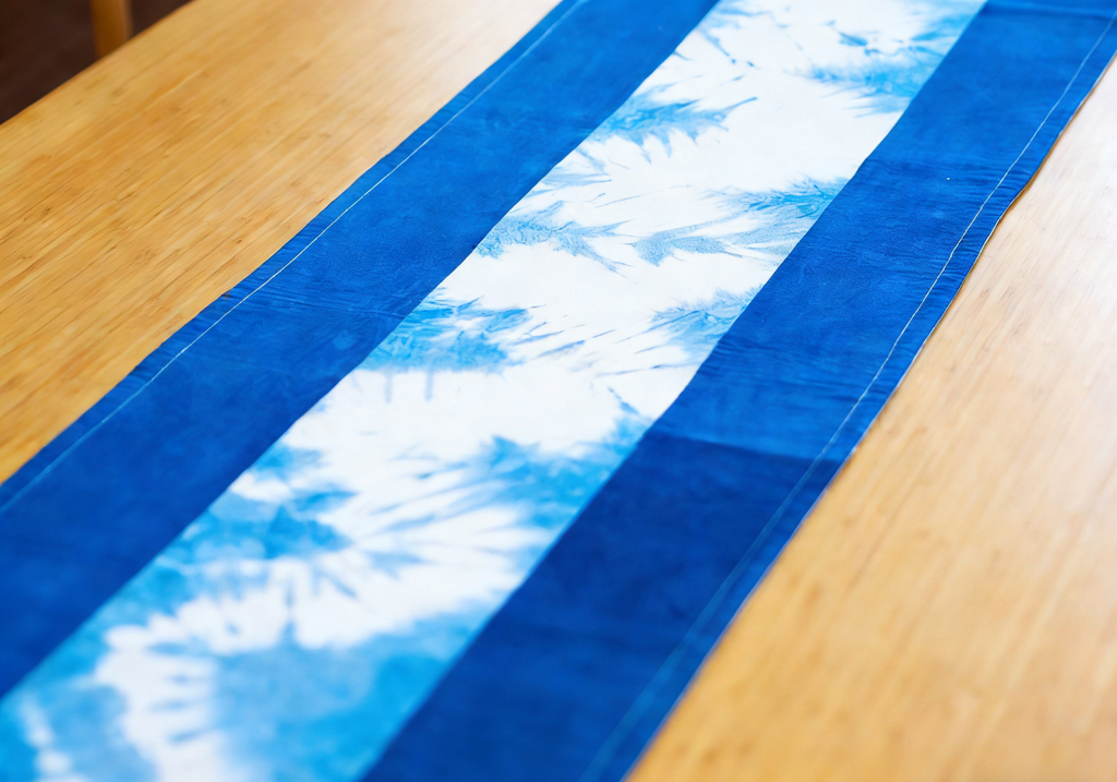 Hand-Dyed Indigo Table Runner | Tassel Table Scarf Cotton Textile