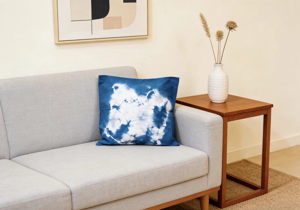 Indigo Tie-Dye Pillow Cover — Hand-Dyed Cotton Cushion Case