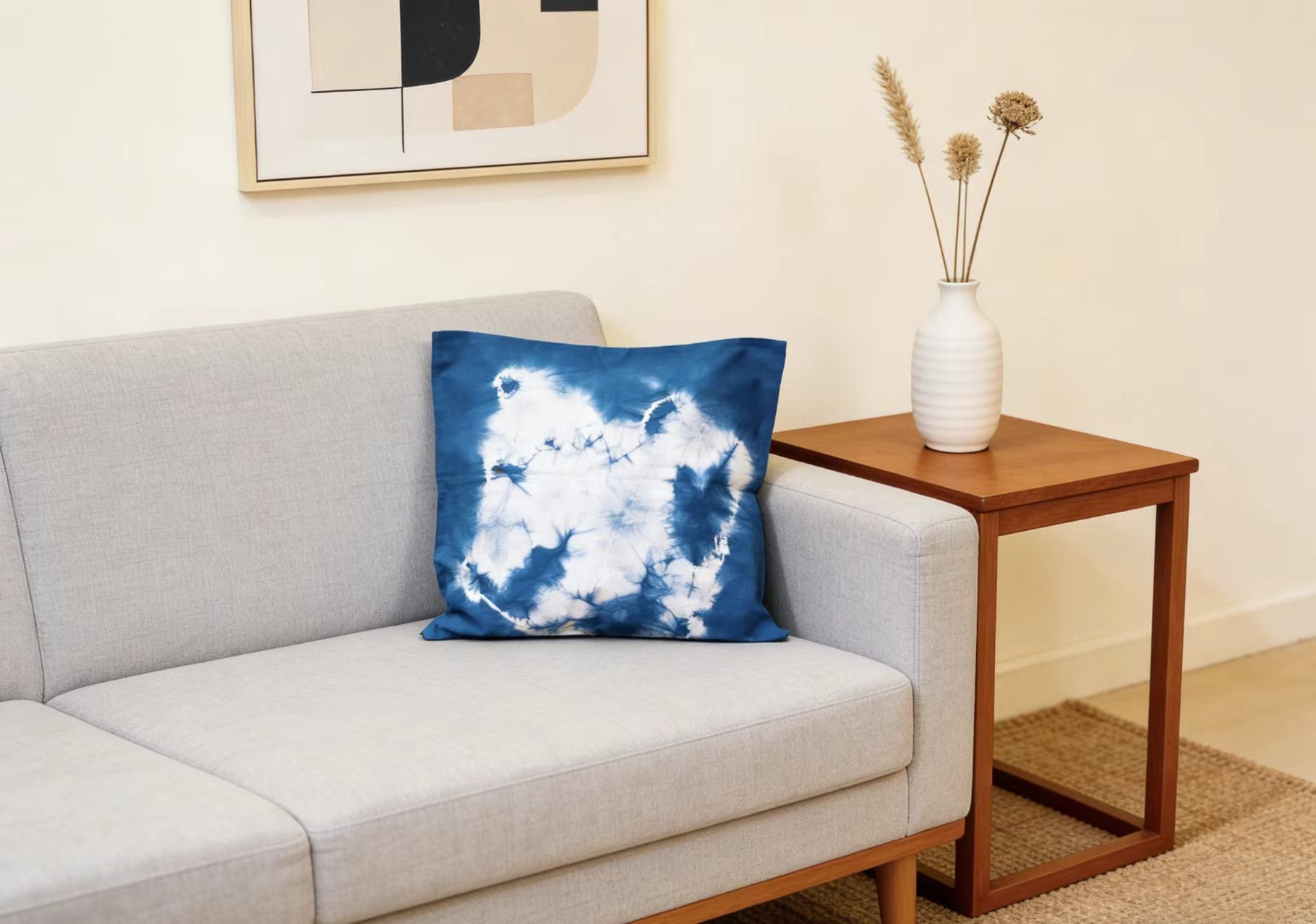 Indigo Tie-Dye Pillow Cover — Hand-Dyed Cotton Cushion Case