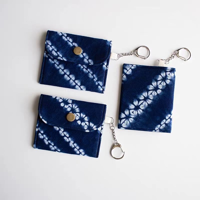 Indigo Tie-Dye Card Holder — Hand-Dyed Mini Pouch | Bag Charm & Coin Purse