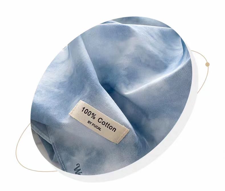 100% Pure Cotton High-Quality Soft and Delicate Blue Tie-Dye Square Scarf for Women - Lightweight Spring/Fall Style Sun Protection Headscarf Decorative Neck Scarf