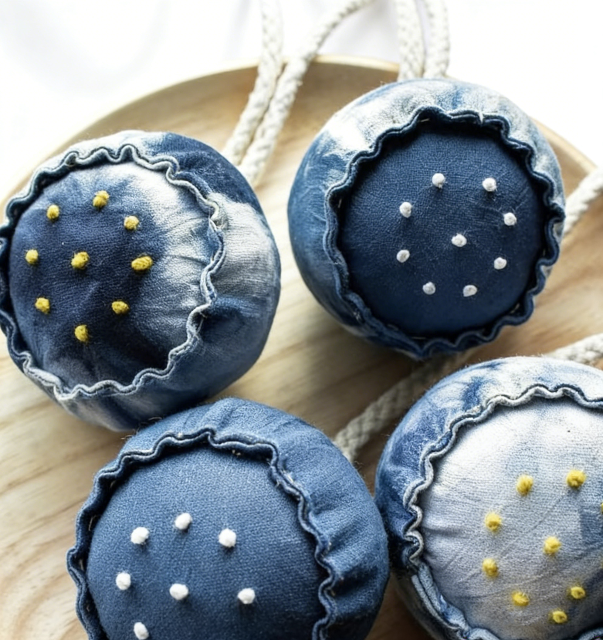Indigo Tie-Dye Lotus Sachet — Lavender Scented | Hand-Dyed Hanging Ornament