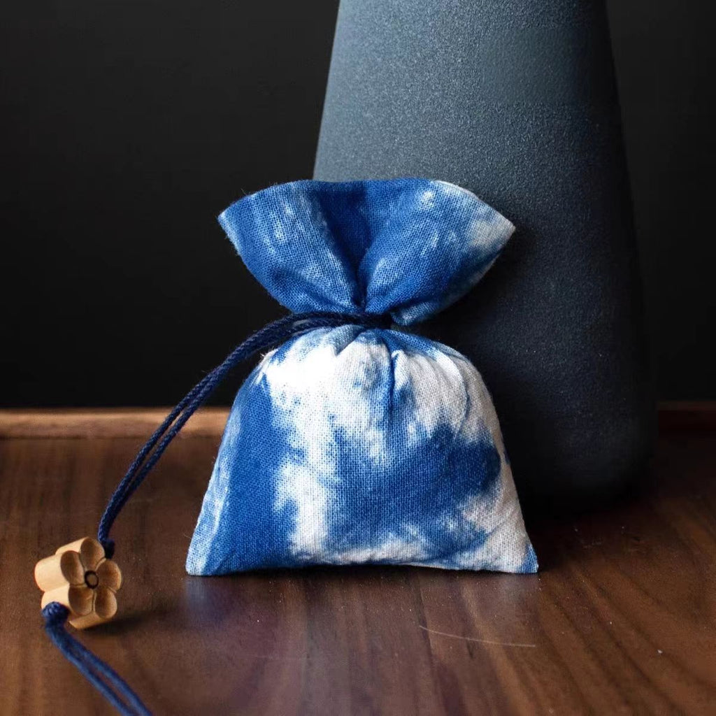 Hand-Dyed Indigo Scented Sachet | Mugwort & Rose Botanical Fragrance Pouch