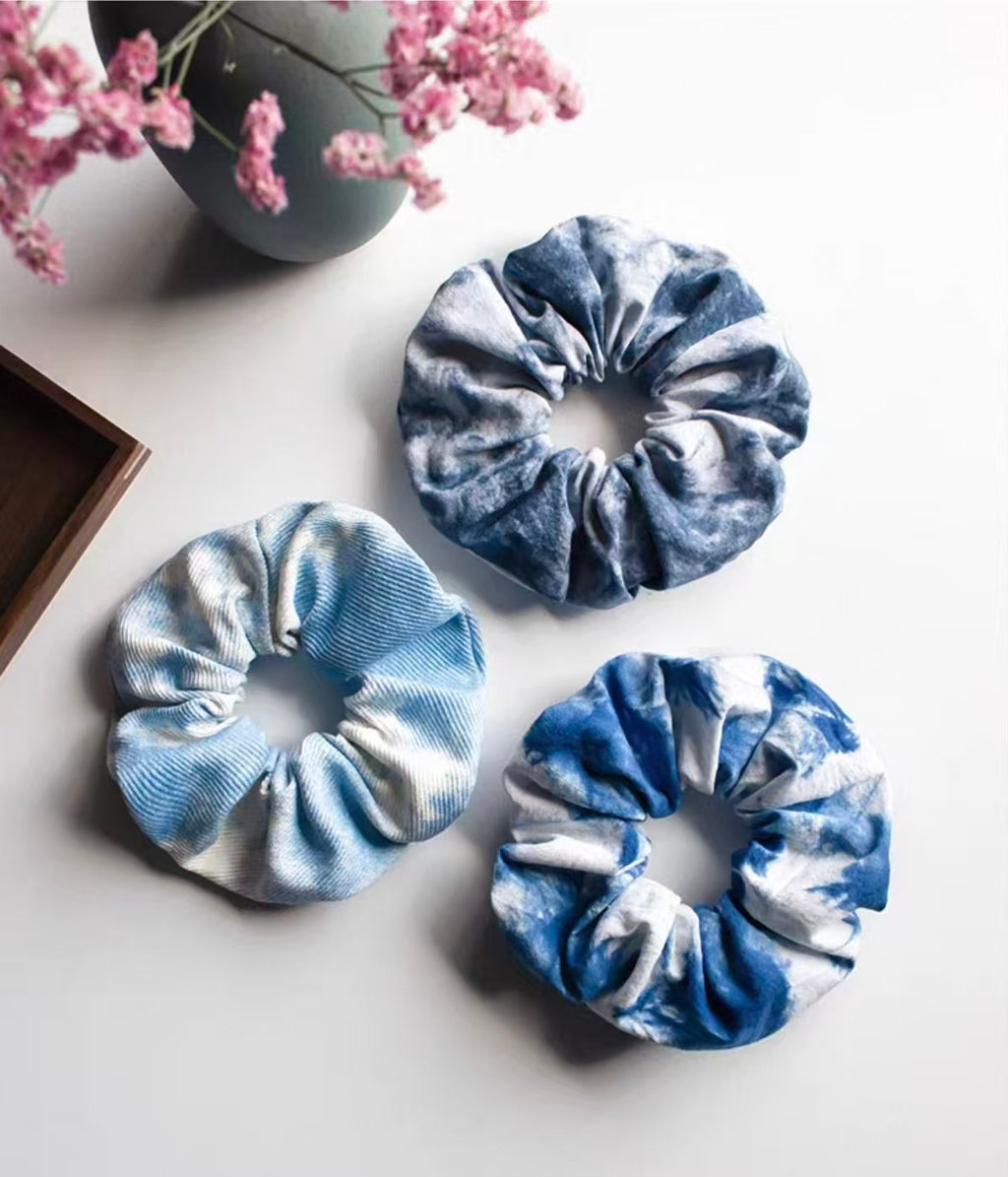 Indigo Tie-Dye Flower Hairband — Hand-Dyed Cotton