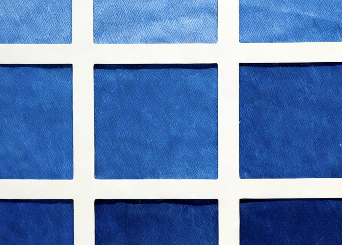 Indigo-Dyed Wall Art – Handmade Square Grid Print | Framed & Unframed Minimalist Decor
