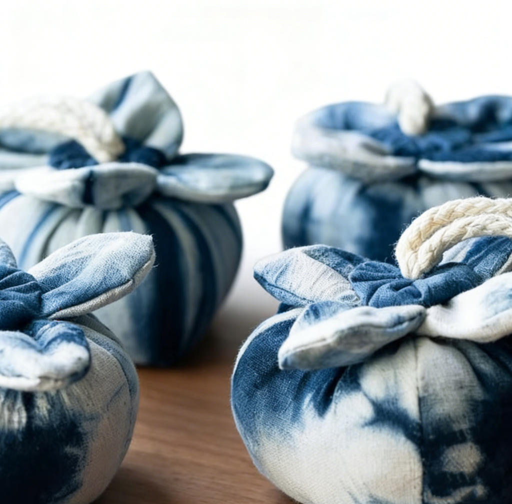 Hand-Dyed Indigo Persimmon Sachet | Scented Pouch, Bag Charm & Pincushion