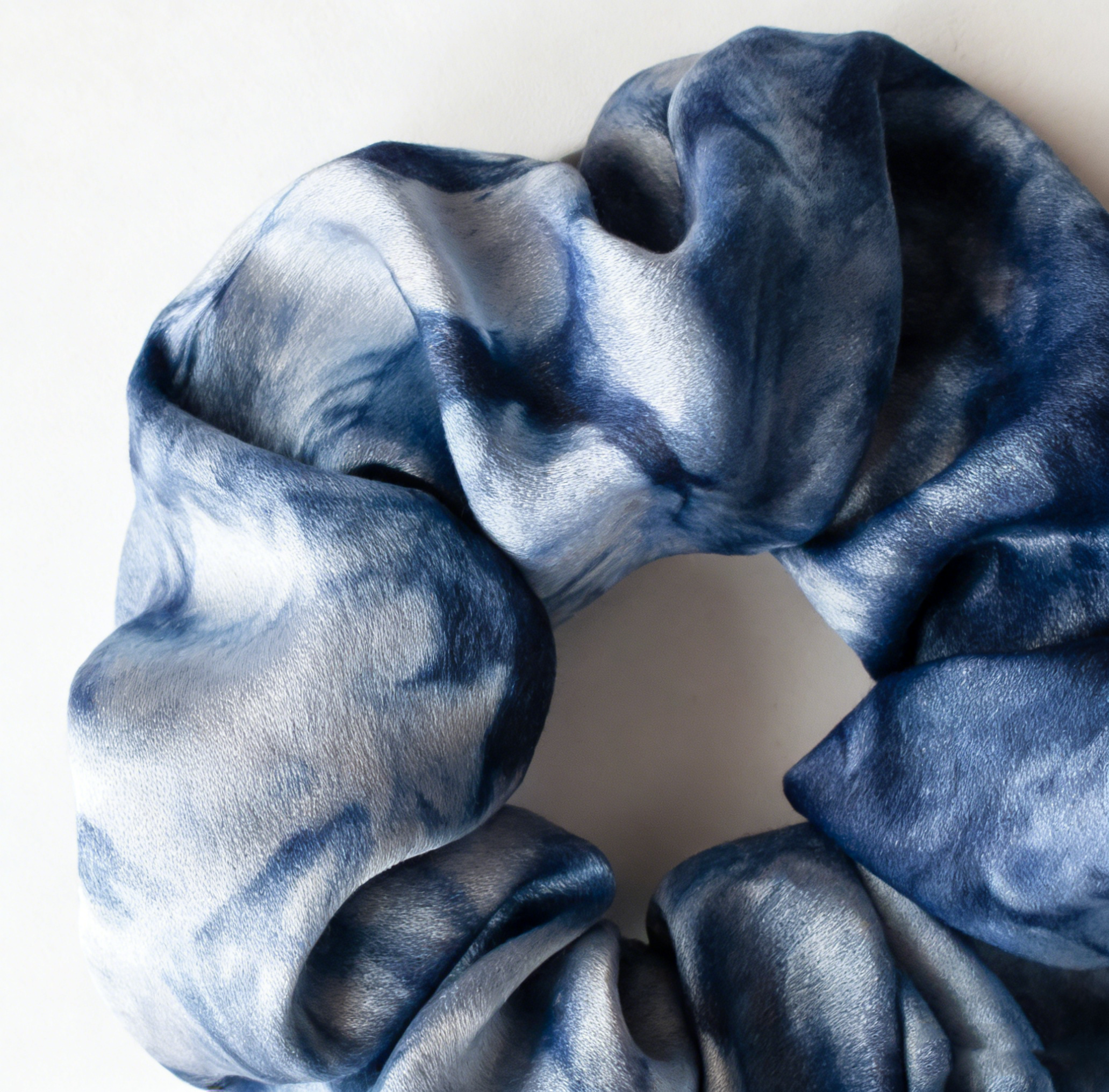 Indigo Tie-Dye Hairband — Mulberry Silk | Hand-Dyed Elastic