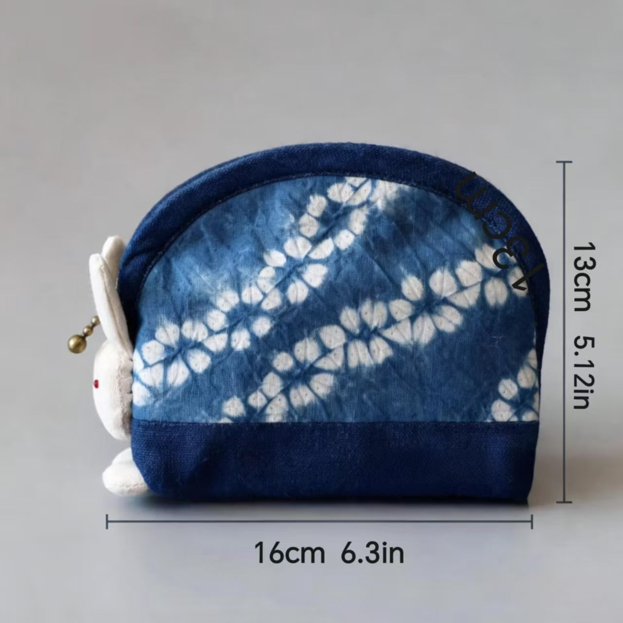 Hand-Tied Tie-Dye Cat-Head Rabbit-Head Makeup Pouch and Coin Purse