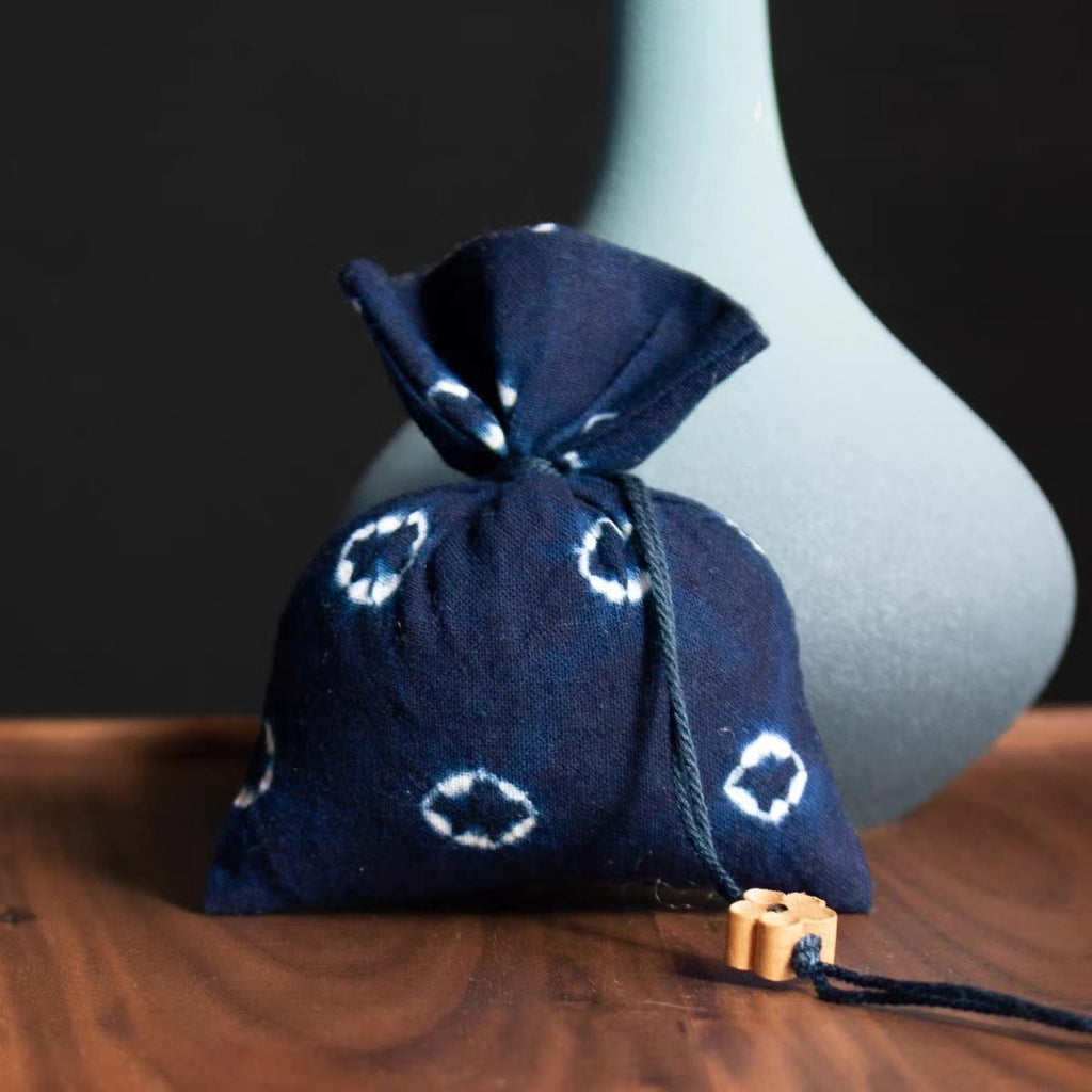 Hand-Dyed Indigo Scented Sachet | Mugwort & Rose Botanical Fragrance Pouch