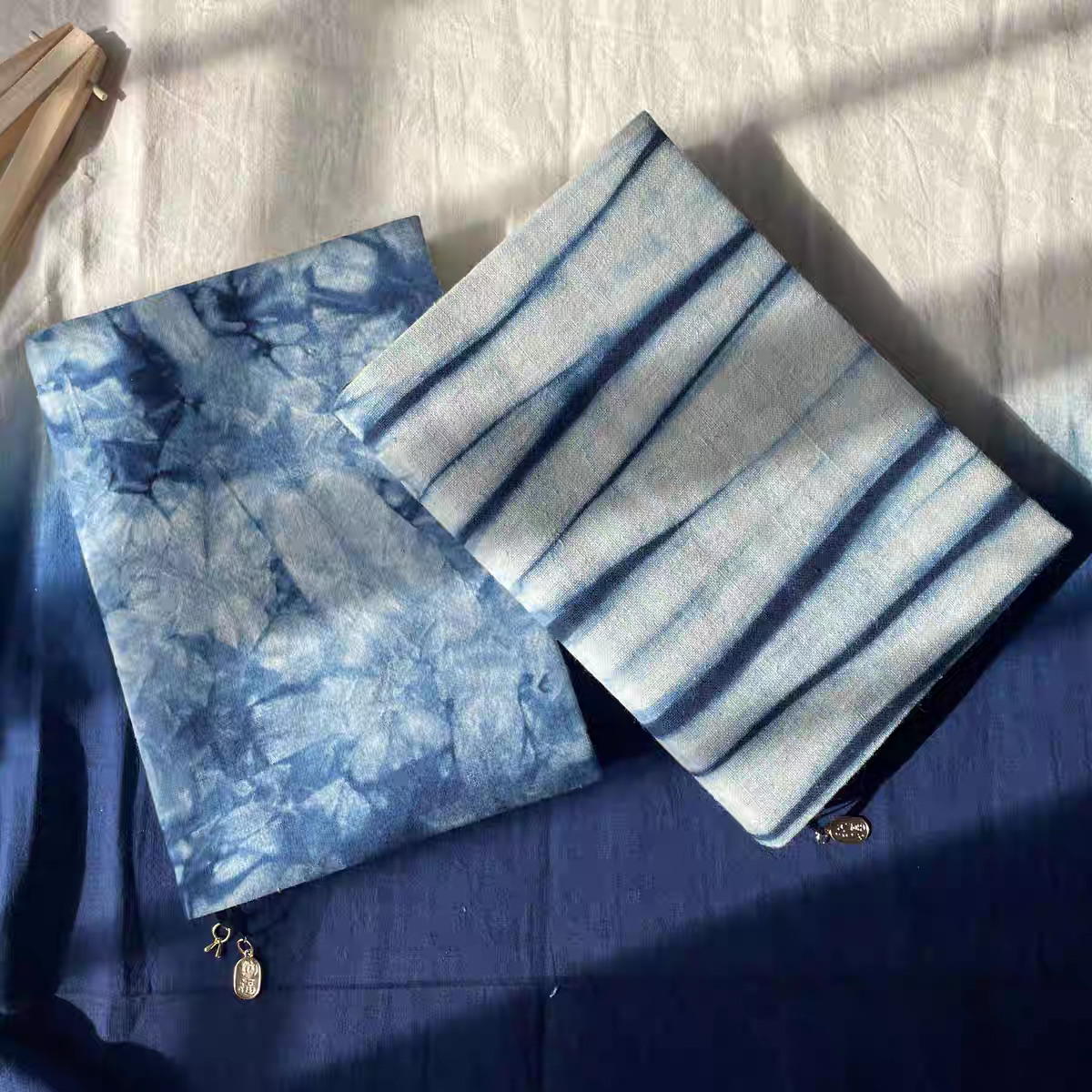 Indigo Tie-Dye Notebook Cover — A5 / A6 | Hand-Dyed Cotton Journal