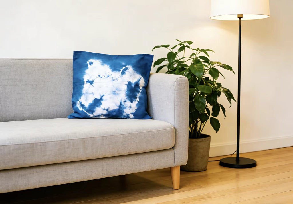 Indigo Tie-Dye Pillow Cover — Hand-Dyed Cotton Cushion Case